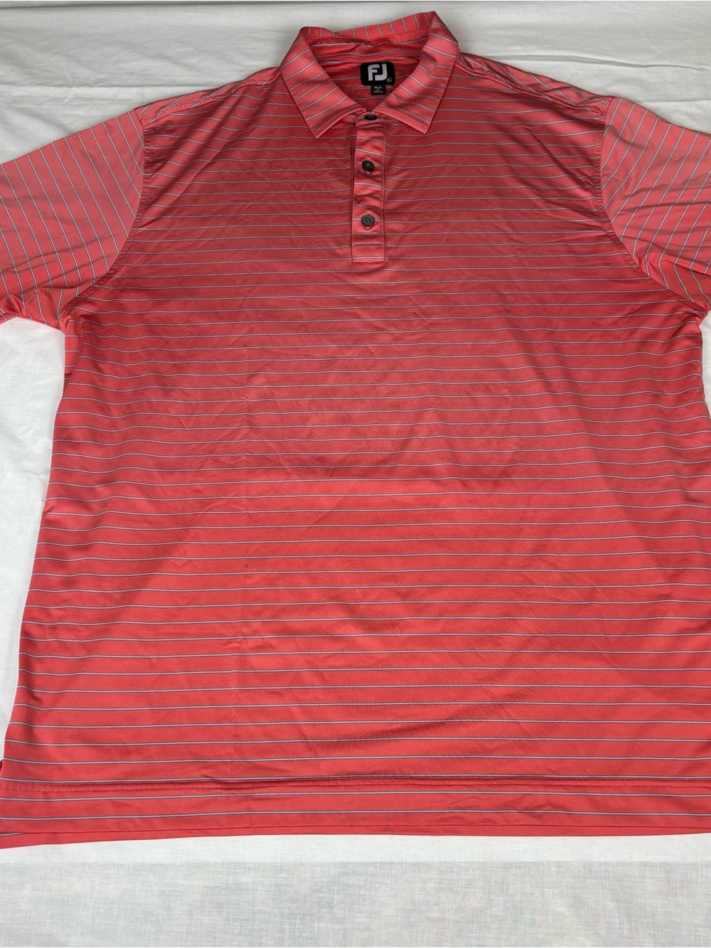 FootJoy Men's Coral Red Striped Golf Polo